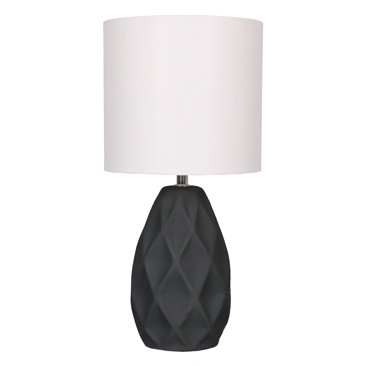14.5" Gray Ceramic Table Lamp with White Fabric Shade by Ashland®
